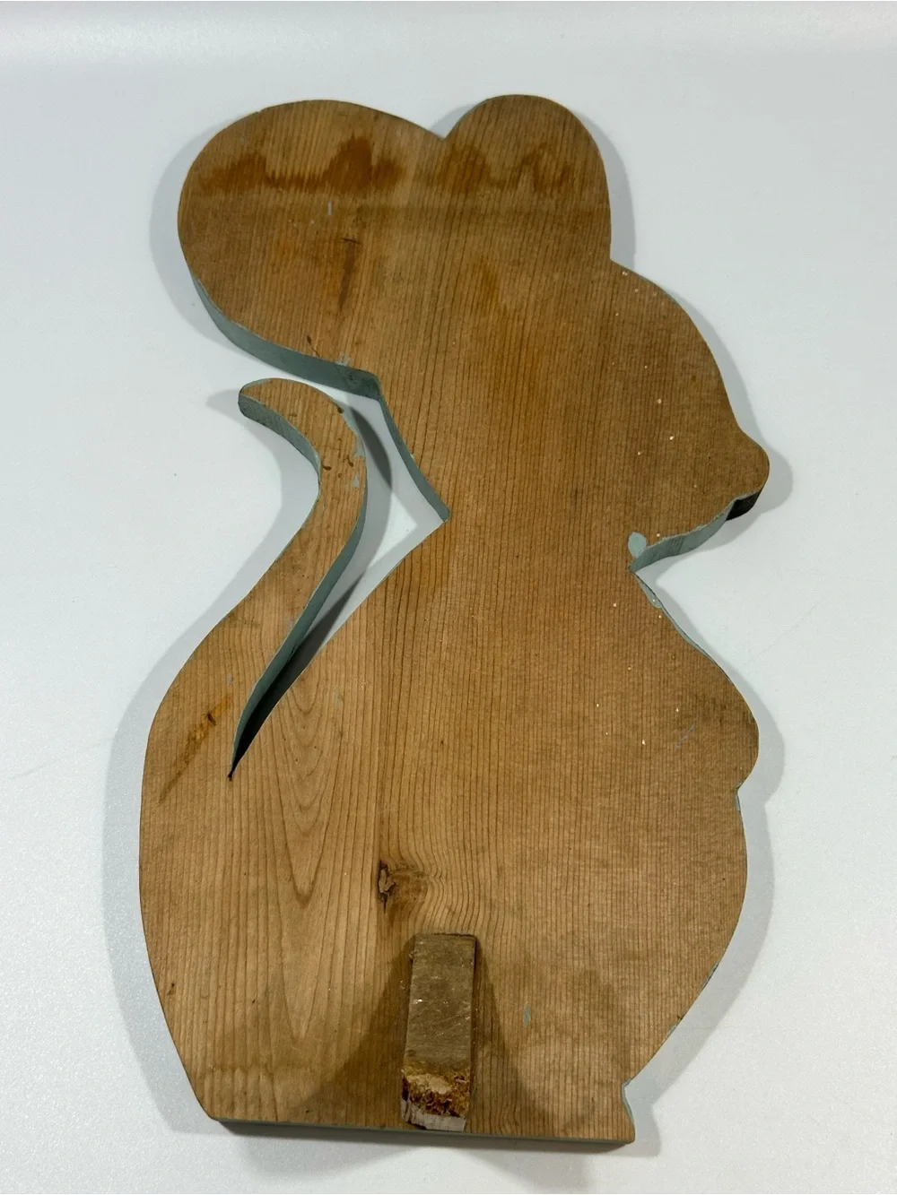 Vintage Signed Blue Folk Art Mouse Doorstop Country Primitive Handmade Whimsical